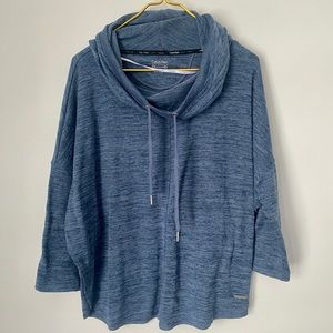 Calvin Klein Performance 3/4 Sleeve Blue Stretch Funnel Neck Hoodie Women’s 1X